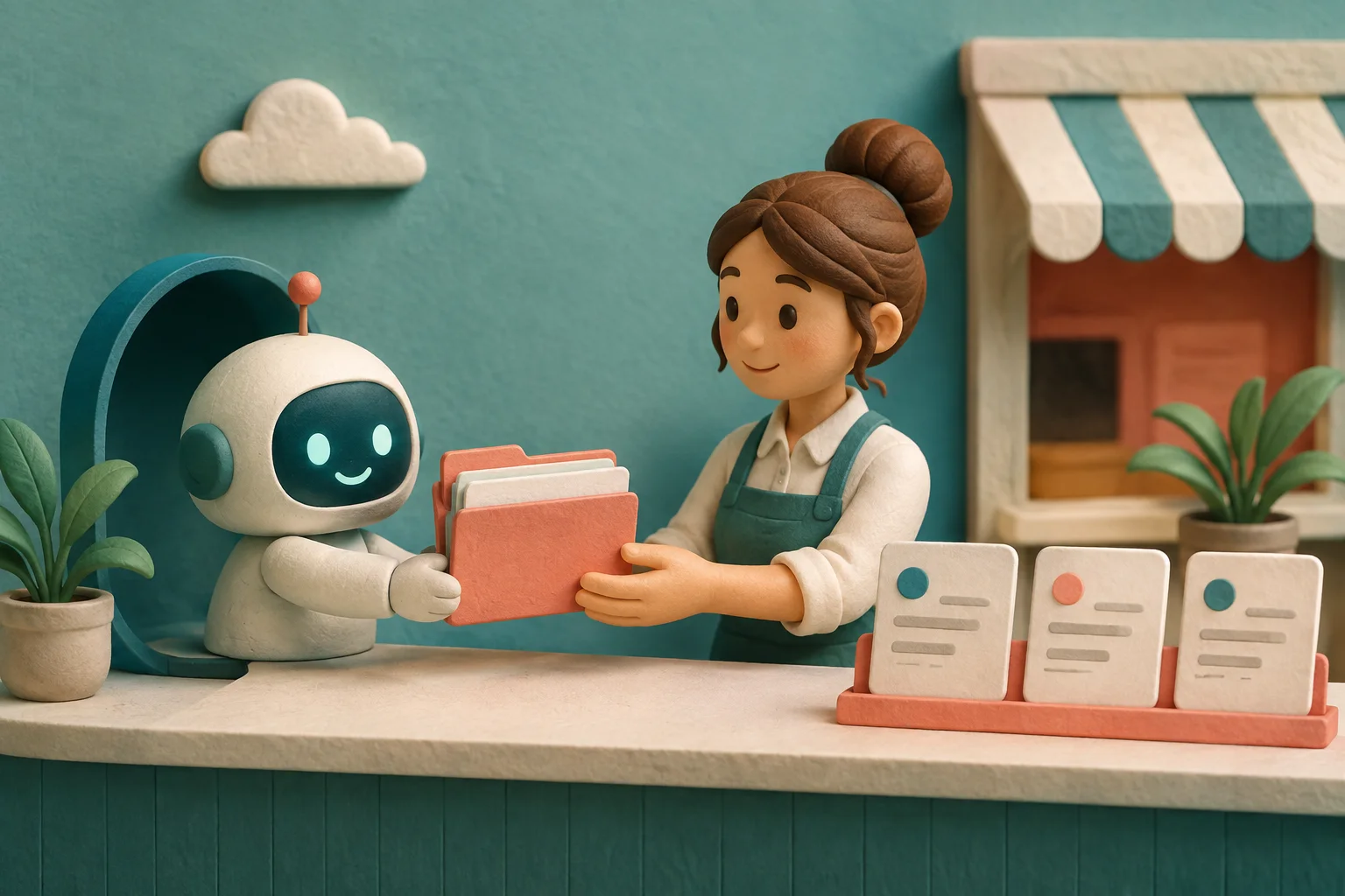 An AI assistant handing conversation context to a human support specialist