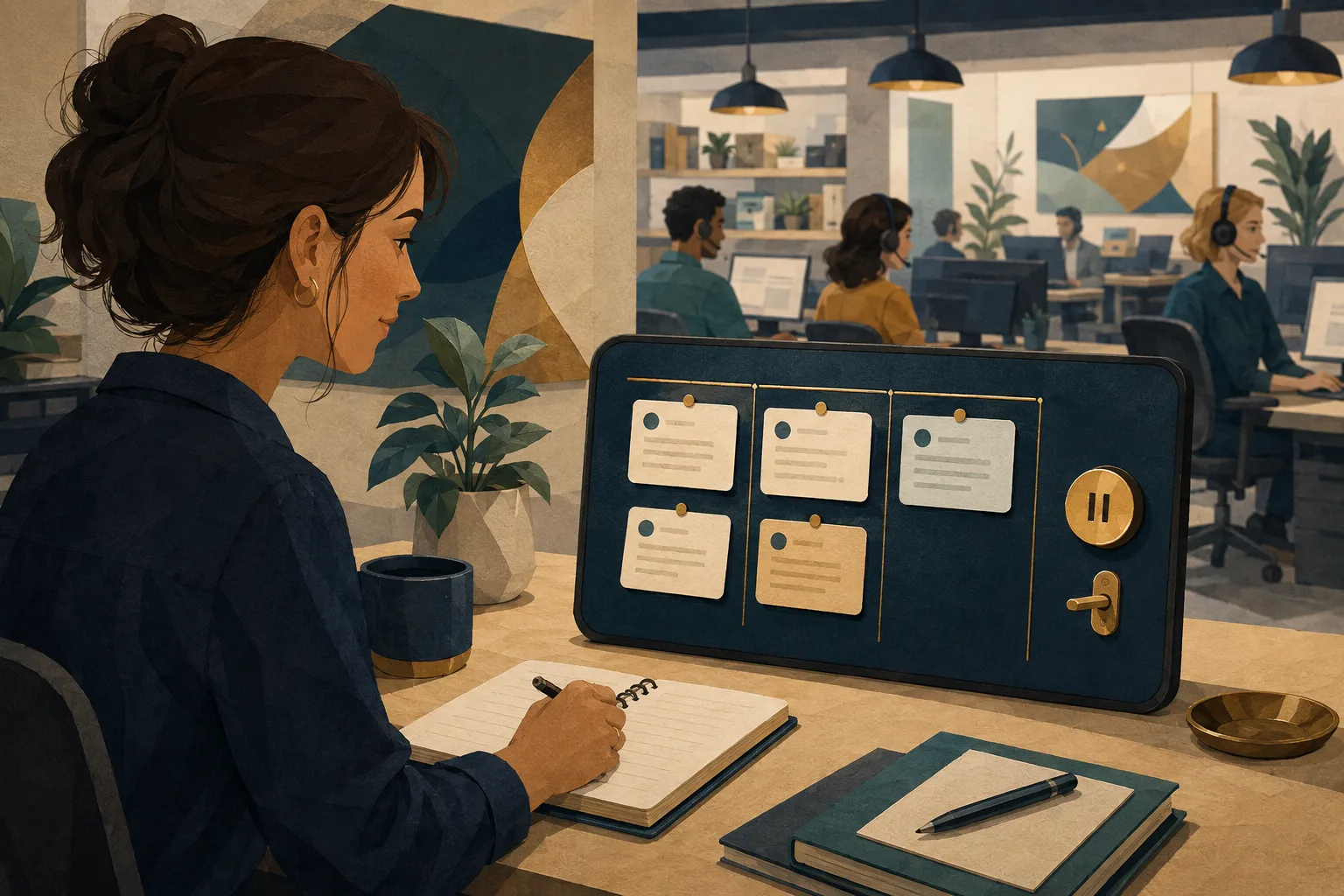 Concept illustration of piloting AI customer support in an online store