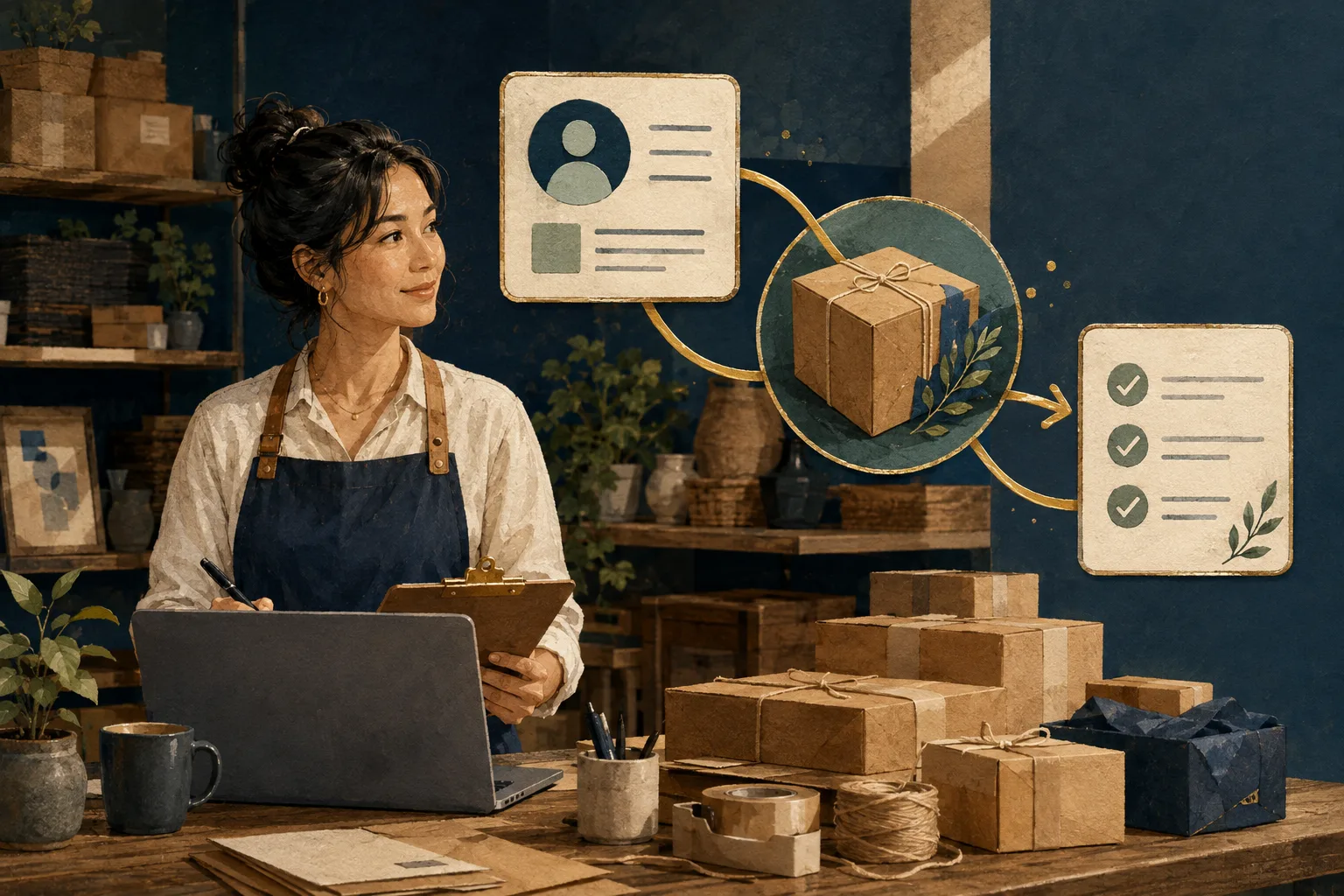 Concept illustration of connected, automated store workflows