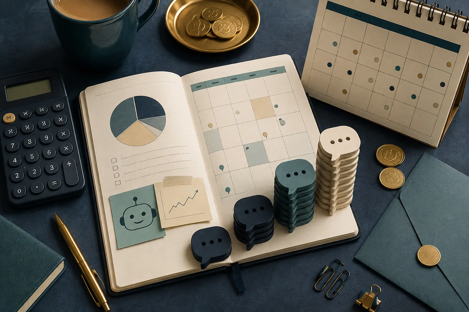 Concept illustration of budgeting for AI chat replies and plan costs